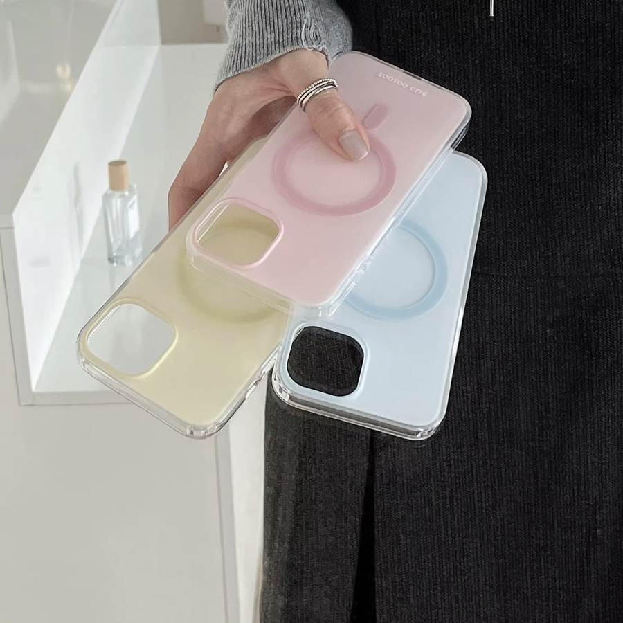 Magnetische Handyhülle mit kabelloser Ladefunktion in Macaron-Farben und matter Textur für iPhone 15 Pro Max, iPhone 16 Pro Max und iPhone 17 Pro Max, Blau und Mehrfarbig - Bild 4