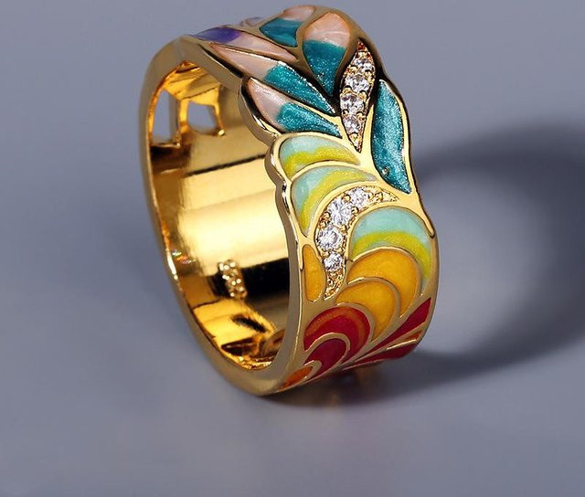 YIRAN Ring, Schmetterling, gemischte Farben, beige, Unisex - Bild 1