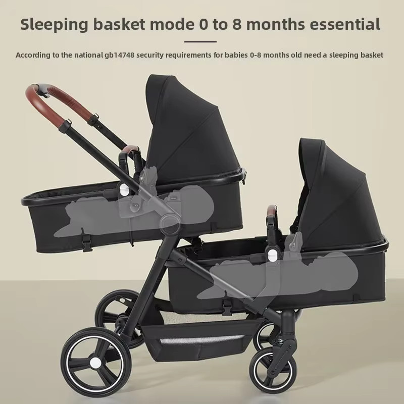 Multifunktionaler faltbarer Zwillingskinderwagen als konvertierbarer Leichtgewicht-Babywagen in Schwarz und Multicolour - Bild 5
