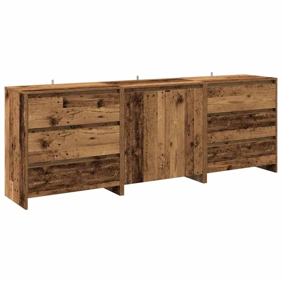 vidaXL 3-teiliges Sideboard in Altholz-Optik, braun, Holzwerkstoff, B/T/H: 60 x 30 x 75 cm - Bild 2