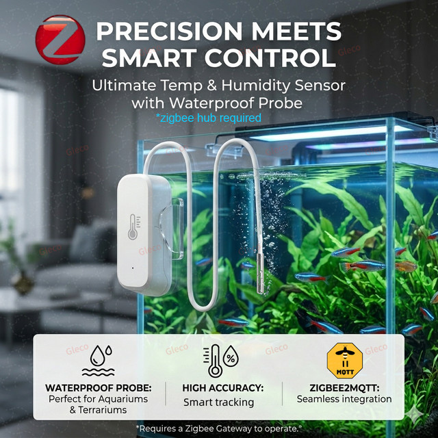 coolo Zigbee Smart-Thermometer-Hygrometer mit externer Sensorsonde in Weiß zur Temperaturüberwachung für Inkubatoren, Reptilien und Weinkeller, kompatibel mit 2MQTT - Bild 1