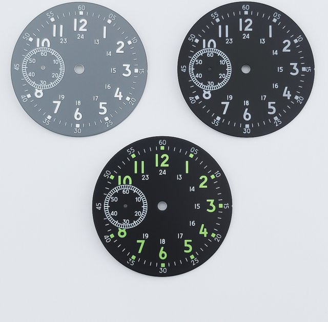 Manbushijie Zifferblatt, schwarz, grau, 38,9 mm, passend für ETA 6497 oder ST36 Uhrwerk - Bild 1