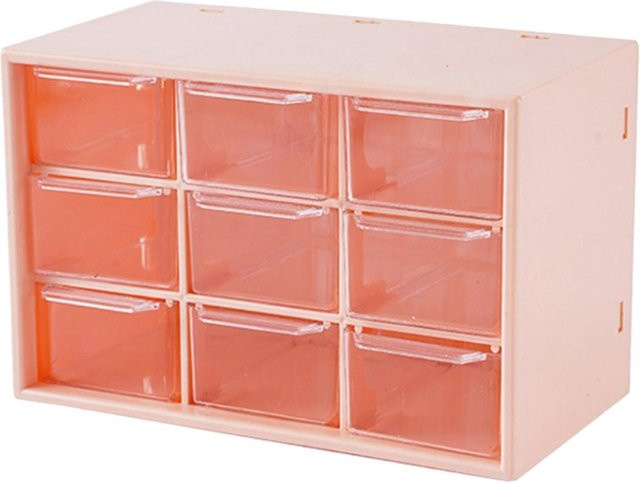 OutsideWorld Desktop Aufbewahrungsbox aus Kunststoff in Weiß mit 9 Schubladen als staubdichter Schreibwaren Organizer - Bild 1