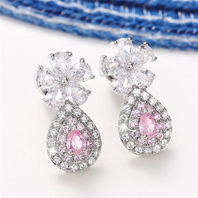 YIRAN Jewelry Ohrstecker, Weißer Zirkonia, Damen - Bild 1