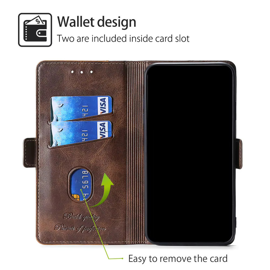 Stoßfeste Ledertasche mit Magnetschnalle und Flip Card Stand für Honor 200 Smart und Honor X6B 4G in Braun - Bild 2