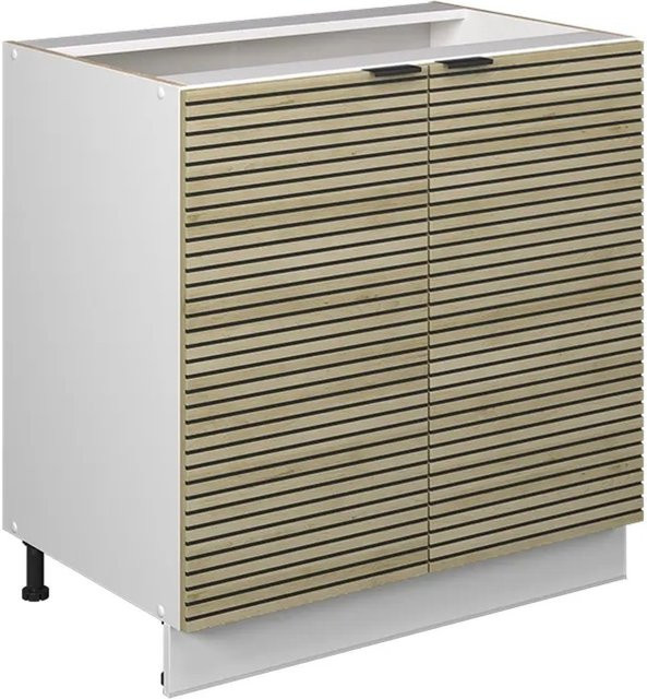 Vicco Küchenunterschrank Fame-Line Eiche Weiß mit Regal und Soft-Close-Türen Breite: 80 cm, Höhe: 82 cm, Tiefe: 51,6 cm - Bild 1