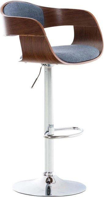 DELUKE Barhocker NADAN höhenverstellbarer Barstuhl mit Lehne, drehbar, Stoff Walnuss/Blau, B/T/H: 50 x 48 x 88 cm - Bild 1