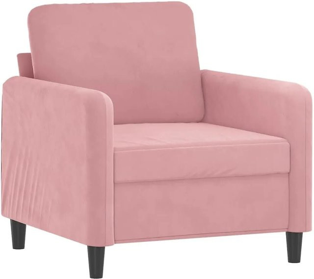 vidaXL Sessel in Rosa aus Samt mit Armlehnen und Metallgestell - Bild 1