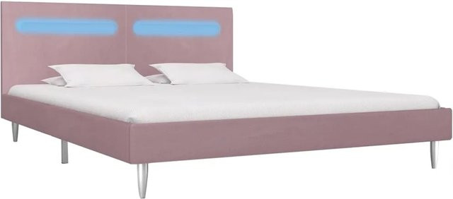 vidaXL Bettgestell mit LED-Unterbettbeleuchtung in Rosa aus Stoff, B/T/H: 180 x 200 x 185 cm - Bild 1