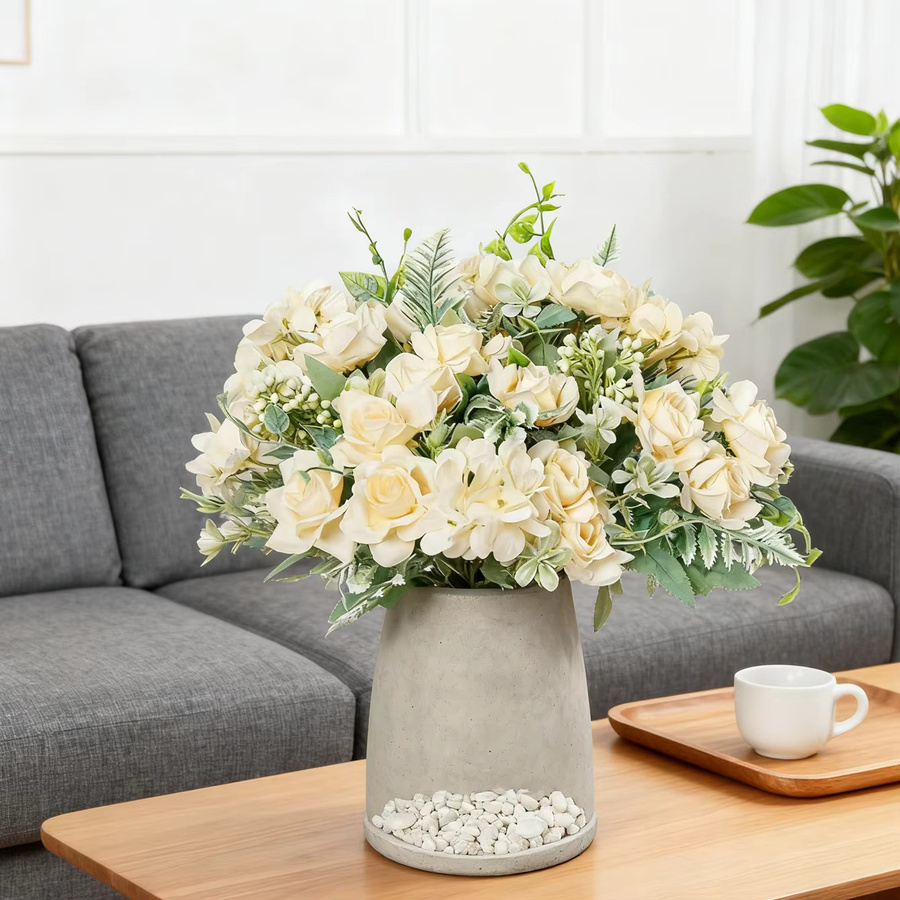 ZQCY Künstliche Blumen aus Seide in Weiß für Hochzeiten, Brautsträuße und Tischdekoration - Bild 2