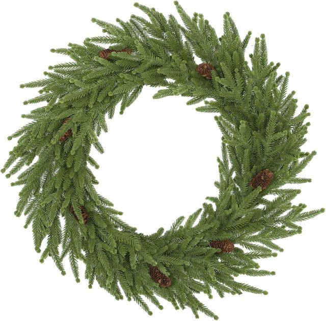 HOMCOM Weihnachtskranz in Grün aus Kunststoff und Metall, runder Adventskranz mit Blättern, Durchmesser: 60 cm, Höhe: 15 cm - Bild 1
