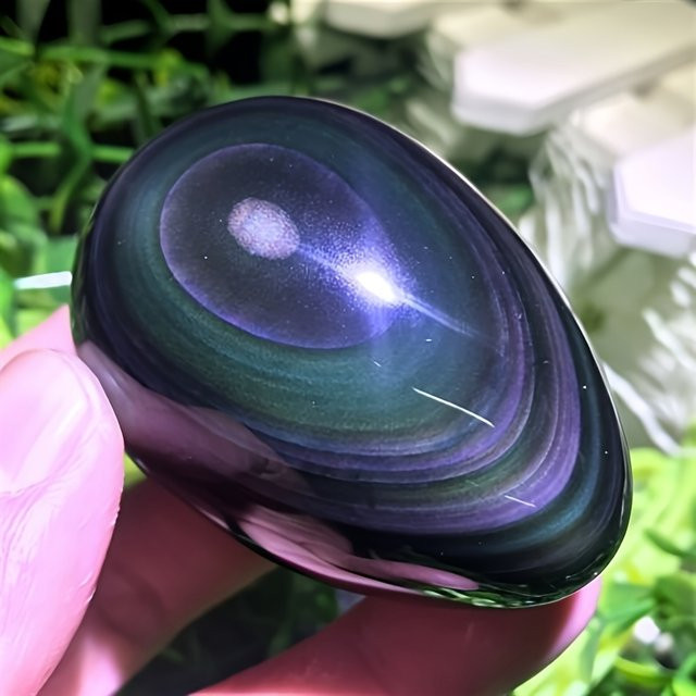 CrystalHola Regenbogen-Obsidian-Kristall in eiförmiger Form, multicolor, polierter Stein zur Heimdekoration - Bild 1