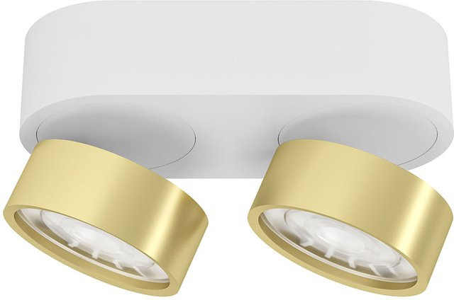 LUX-IT Swing 75 Round LED-Deckenstrahler 2-flammig, Weiß und Gold, dimmbar mit dim2warm (1800K - 3000K) - Bild 1