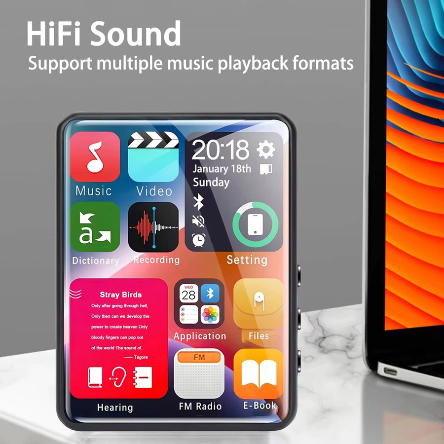 Tragbarer MP3-Player von Occkic in Schwarz mit 2,4-Zoll-Touchscreen, Bluetooth 5.2, FM-Radio und Videorecorder, unterstützt bis zu 128 GB für eBooks und Musik - Bild 3