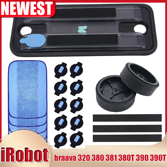 Ersatz Rad-Reifen-Wischmopp-Tuch mit Wasserkappe in Blau für iRobot Braava 320, 380, 381, 380T, 390, 390T, Mint 4200, 4205, 5200 und 5200C - Bild 1