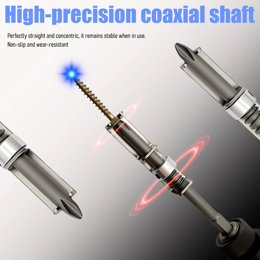 Rafford Magnetischer Kreuzschlitzschraubendreher in Silber mit federbelastetem Anti-Drop-Schraubenhalter und universellem Positionierungsbit für professionelle Reparaturen - Bild 4