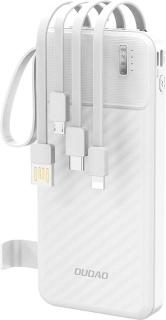 Externer Akku Dudao K11 mit 10000mAh und 10W in Weiß mit Lightning, Micro-USB, USB-A und USB-C Anschlüssen - Bild 1