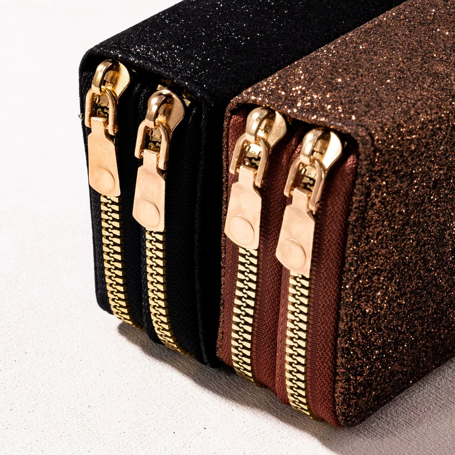 Doppelter Reißverschluss Kartenetui mit Sternen-Design in Gold für Frauen als Multi-Kartenetui für ID und Kreditkarten - Bild 4