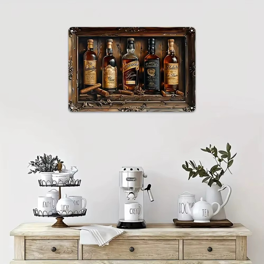 WhiskeyCigarVibe Aluminiumschild Whiskey & Square als Vintage Hängekunst für Bar, Heim oder Restaurant, Farbe: Mehrfarbig, B/H: 20,06 x 20,32 cm - Bild 3