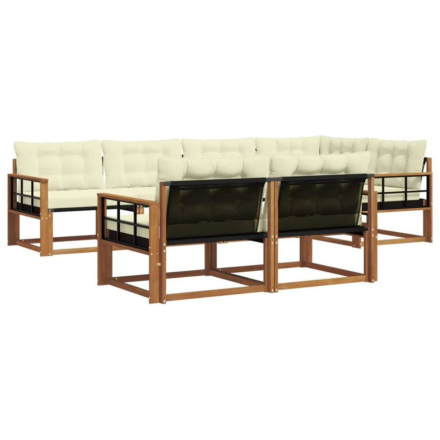 vidaXL Outdoor-Sofagarnitur 7-teilig aus Akazienholz mit Textilene und Kissen in Beige und Creme - Bild 2