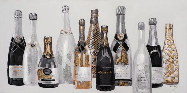 Art Universe Leinwandbild Sektparty II, abstraktes Motiv in Beige und Multicolour, B: 120 cm, H: 60 cm - Bild 1