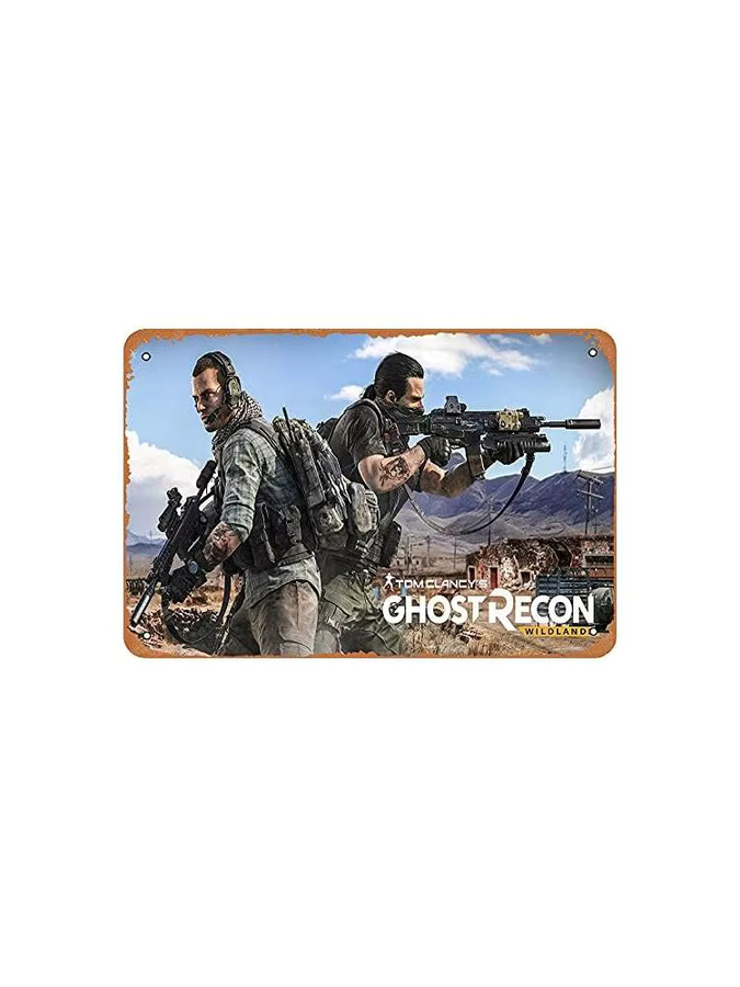 Zuhhgii Retro-Blechschild Tom Clancys Ghost Recon Wildlands Metallschild im Vintage-Look, Mehrfarbig, Rechteckig, Breite: 20,0 cm, Höhe: 14,0 cm - Bild 2
