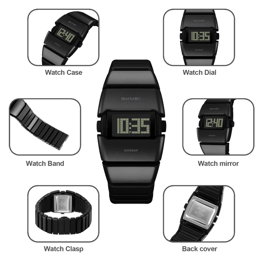SKMEI Armbanduhr, Chronograph, Digitaluhr, Schwarz, Kunststoff, Herren - Bild 4