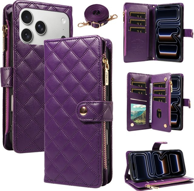 Kunstleder Handyhülle Wallet Cover für Samsung Galaxy A56 A54 A36 A26 A16 A06 A05 A34 A32 A22 A21S A14 A15 A13 in Schwarz und Lila - Bild 1