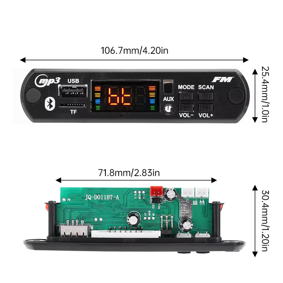 diymore Bluetooth 5.0 Verstärker MP3-Player Decoder Board mit 50W Leistung, USB, TF, FM Radio und Anruffunktion für Car Audio und Lautsprecher - Bild 3