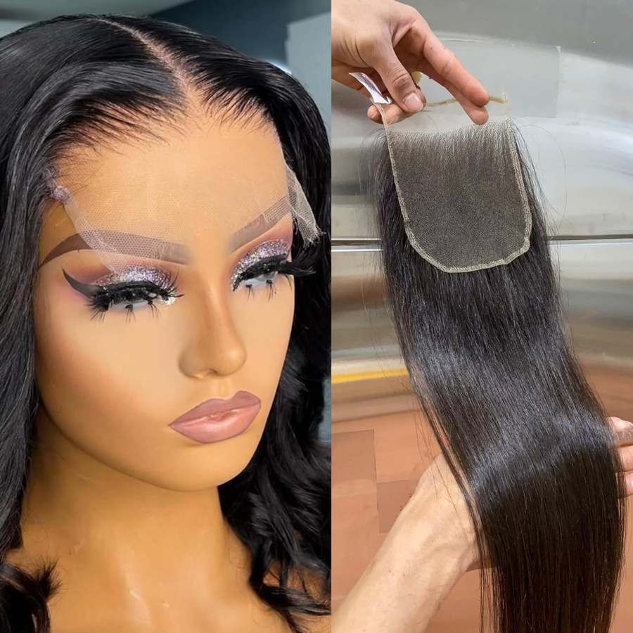 Linhua Haarverlängerung, 4x4 Lace Frontal, 10-24 Zoll, Schwarz, Brasilianisches Haar - Bild 3