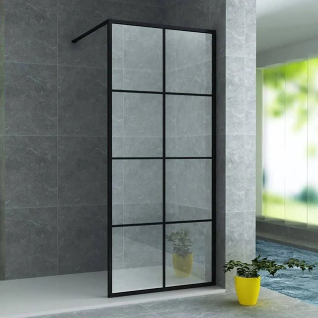 Aloni Duschwand Walk-In mit Rahmen in Schwarz Matt, Glas mit Easy-Clean-Beschriftung, B: 140 cm, H: 200 cm, Glasstärke: 8 mm - Bild 1