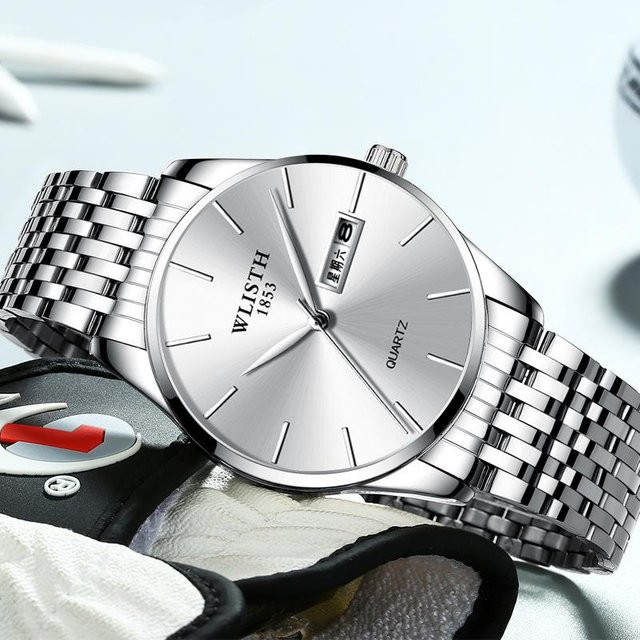 WLISTH Armbanduhr, Quarz, Edelstahl, Grau, Herren, 38 mm - Bild 1