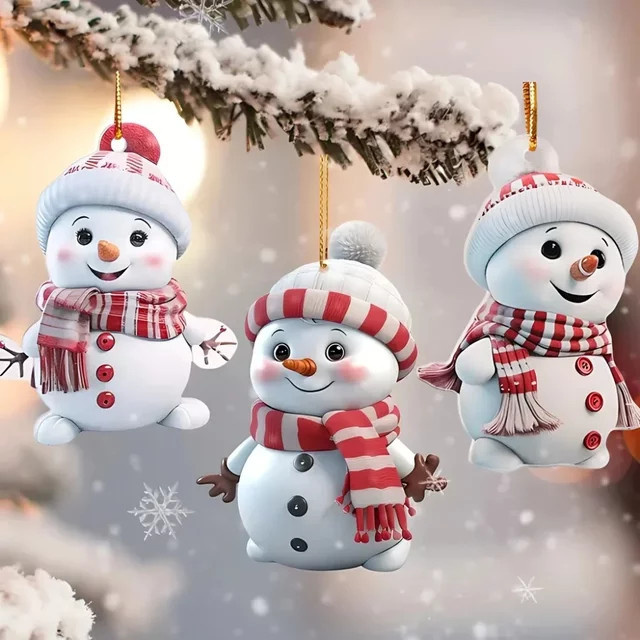 Runtow 5er Set Weihnachts-Anhänger mit Schneemann-Figuren zur Dekoration für den Weihnachtsbaum und das Neujahr - Bild 1