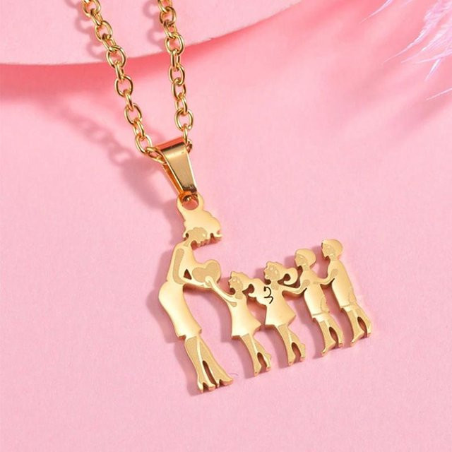 Halskette Edelstahl, Gold, Damen, pink - Bild 1