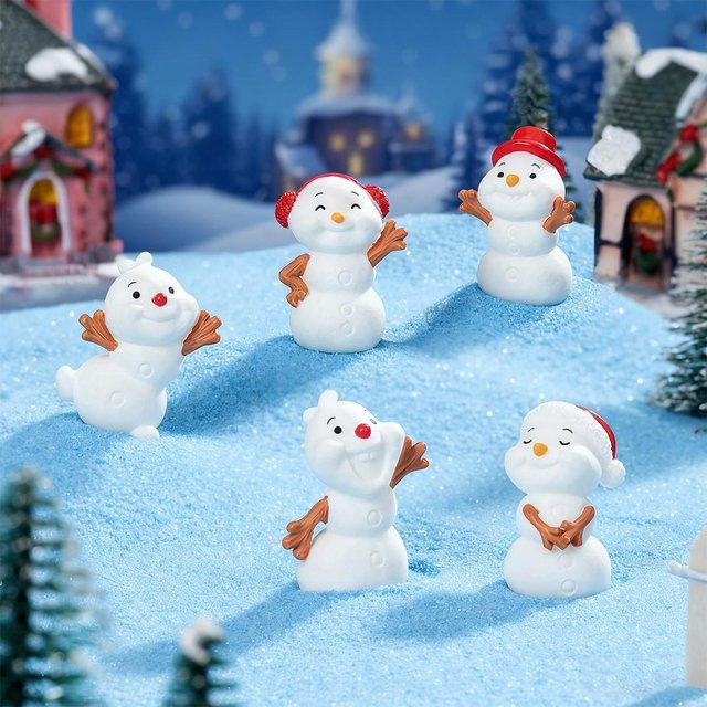 Wucifang Bags Mini-Schneemann-Figuren für Weihnachtsdekoration in Blau und Weiß - Bild 1