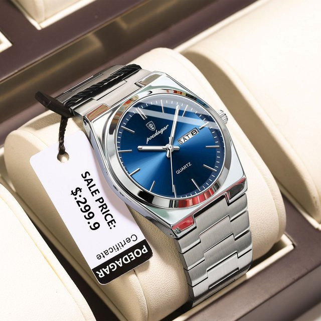 POEDAGAR Armbanduhr Quarz, Edelstahl, Herren - Bild 1