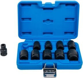 BGS Kraft-Steckschlüssel-Einsatz-Satz 10-teilig, Sechskant mit 1/2 Zoll Innenvierkant-Antrieb, SW 10 - 24 mm, aus Chrom-Molybdän-Stahl - Bild 1