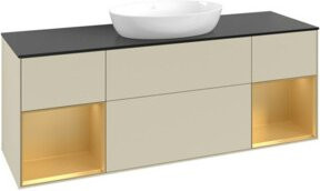 V&B Waschtischunterschrank Finion in Platinbraun mit Gold- und Silberlackierung, Breite: 160 cm, Tiefe: 50,1 cm, Höhe: 50,1 cm - Bild 1