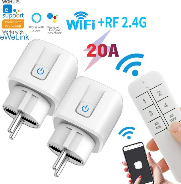 EWeLink 20A WLAN Smart Steckdose in Weiß mit Alexa-Sprachsteuerung und App-Steuerung für deine Smart-Home-Automatisierung - Bild 1