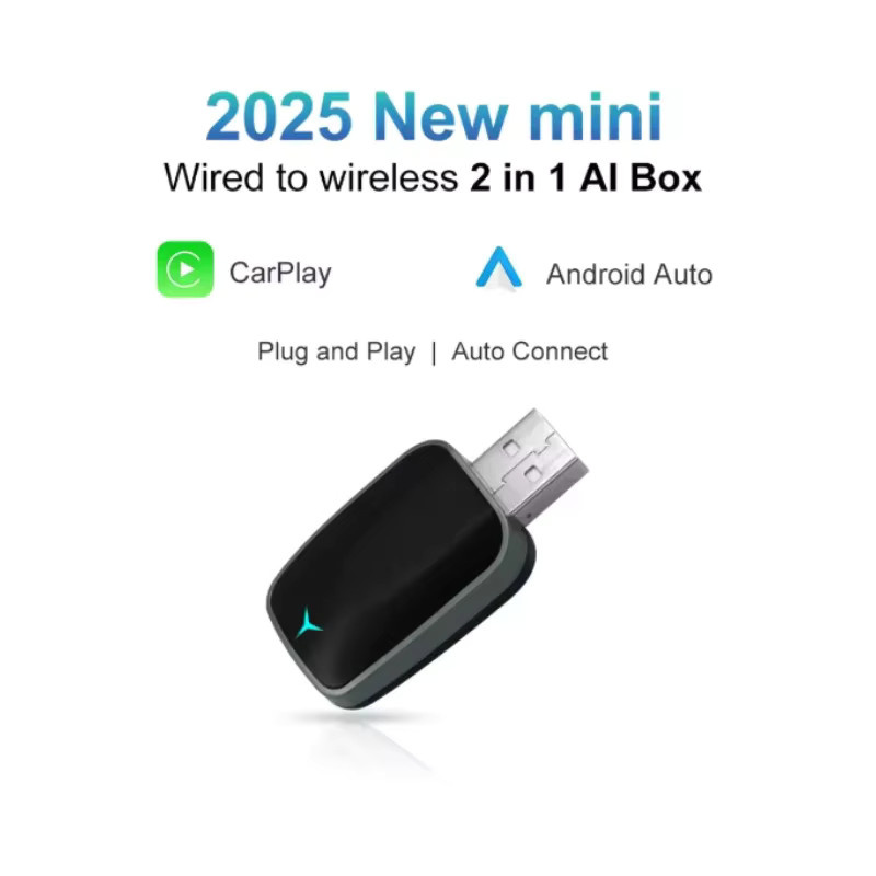 2 in 1 Drahtlose CarPlay AI Box für Android Auto Plug und Play zur Konvertierung von kabelgebundenem CarPlay zu kabellosem CarPlay in Schwarz - Bild 2