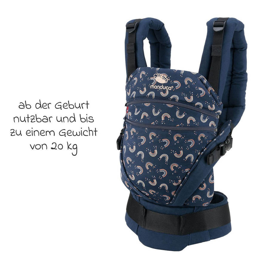 manduca Babytrage XT Buckle Carrier RainbowNight Navy Print mit 2 Silikon-Schnullerketten für 3,5 kg bis 20 kg - Bild 4