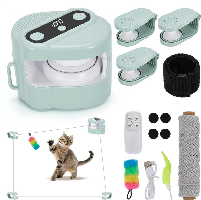 Jugacool Automatisches Interaktives Katzenspielzeug, mit Fernbedienung, Vogelgeräuschen, 3-Gang-Bewegung - Bild 1