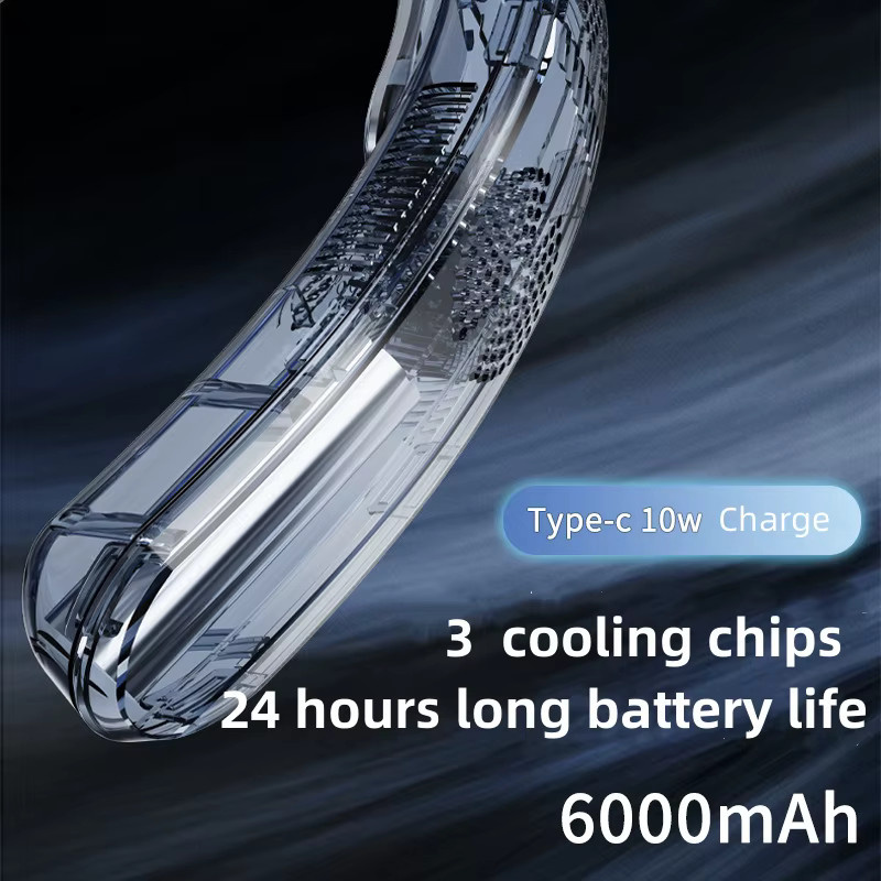 Tragbarer Mini-Halsventilator CREAROMA mit 6000mAh Akku, USB wiederaufladbar, Blau - Bild 3