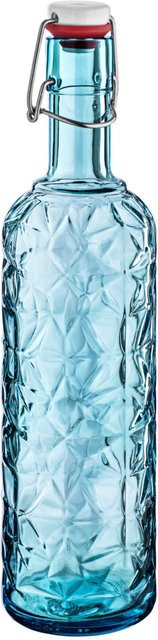 Bormioli Rocco Oriente Bügelverschlussflasche aus Glas, Blau, 6er Pack, 1,05 l - Bild 1