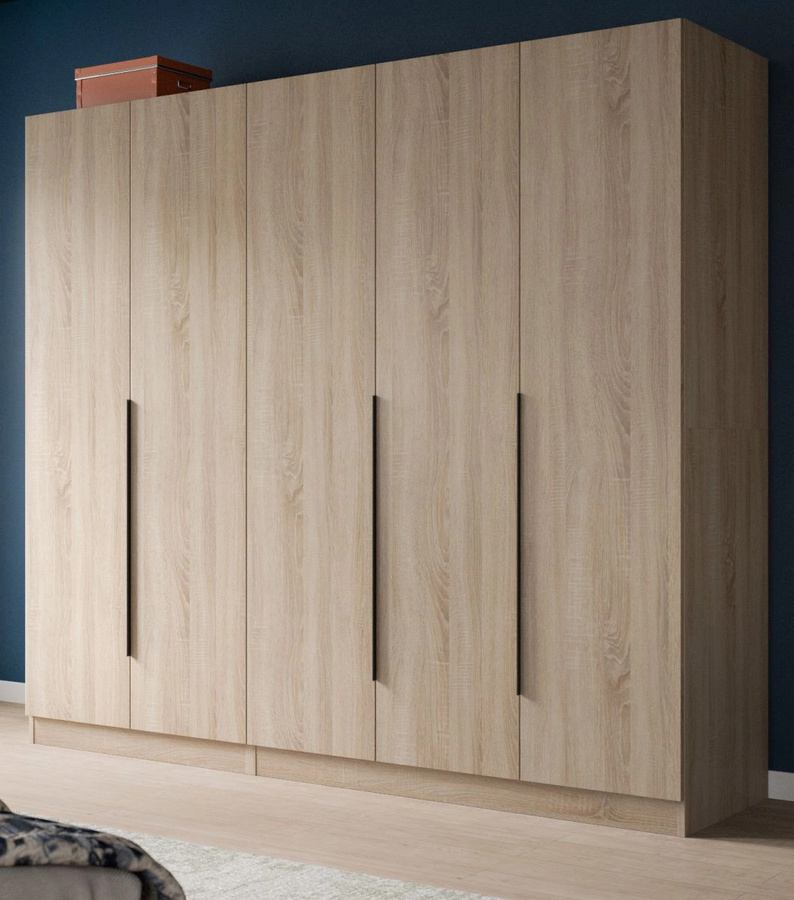 Kleiderschrank Swan 5-türig in Sonoma Eiche, modern, B/H: 181 x 200 cm - Bild 1
