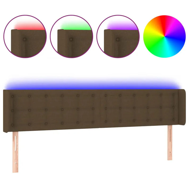 Vidaxl Bettkopfteil mit LED in Dunkelbraun, Stoff, B: 183 cm, H: 78 bis 88 cm, T: 16 cm - Bild 3