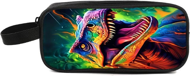 Doppellagriges Federmäppchen von Fancy Style Studio mit Dinosaurier-Print in Multicolour für Kinder - Bild 1