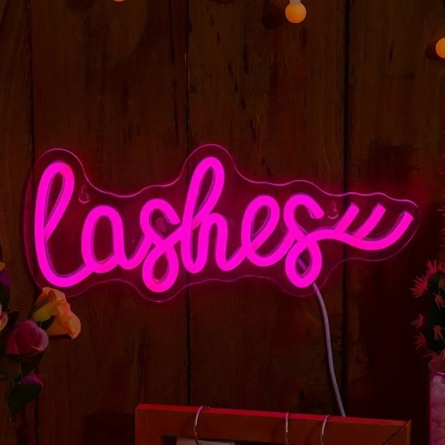 Leuchtendes Wimpern-Neon-Schild in Pink zur Wanddekoration für Wimpernstudios und Schönheitsräume - Bild 1