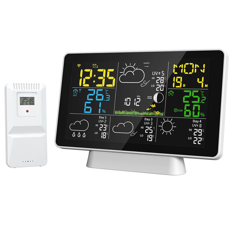TOMTOP JMS WIFI-Wetterstation mit App-Steuerung, kabelloses Hygrometer und Thermometer für Innen und Außen, Temperatur- und Luftfeuchtigkeitsanzeige, Weiß - Bild 6