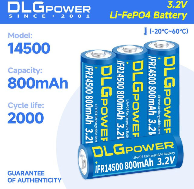 DLGPOWER LiFePO4 Akku AA/14500 3,2V mit 800mAh in Blau - Bild 1